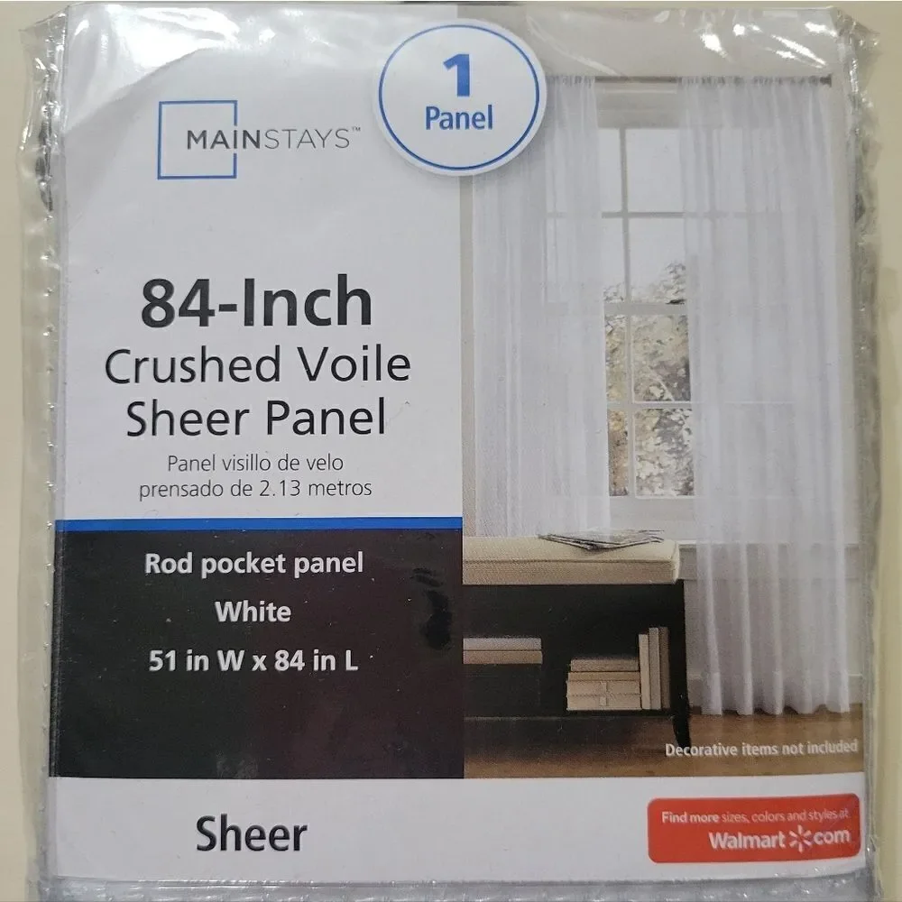 Mainstays White Crushed Voile Sheer Panel